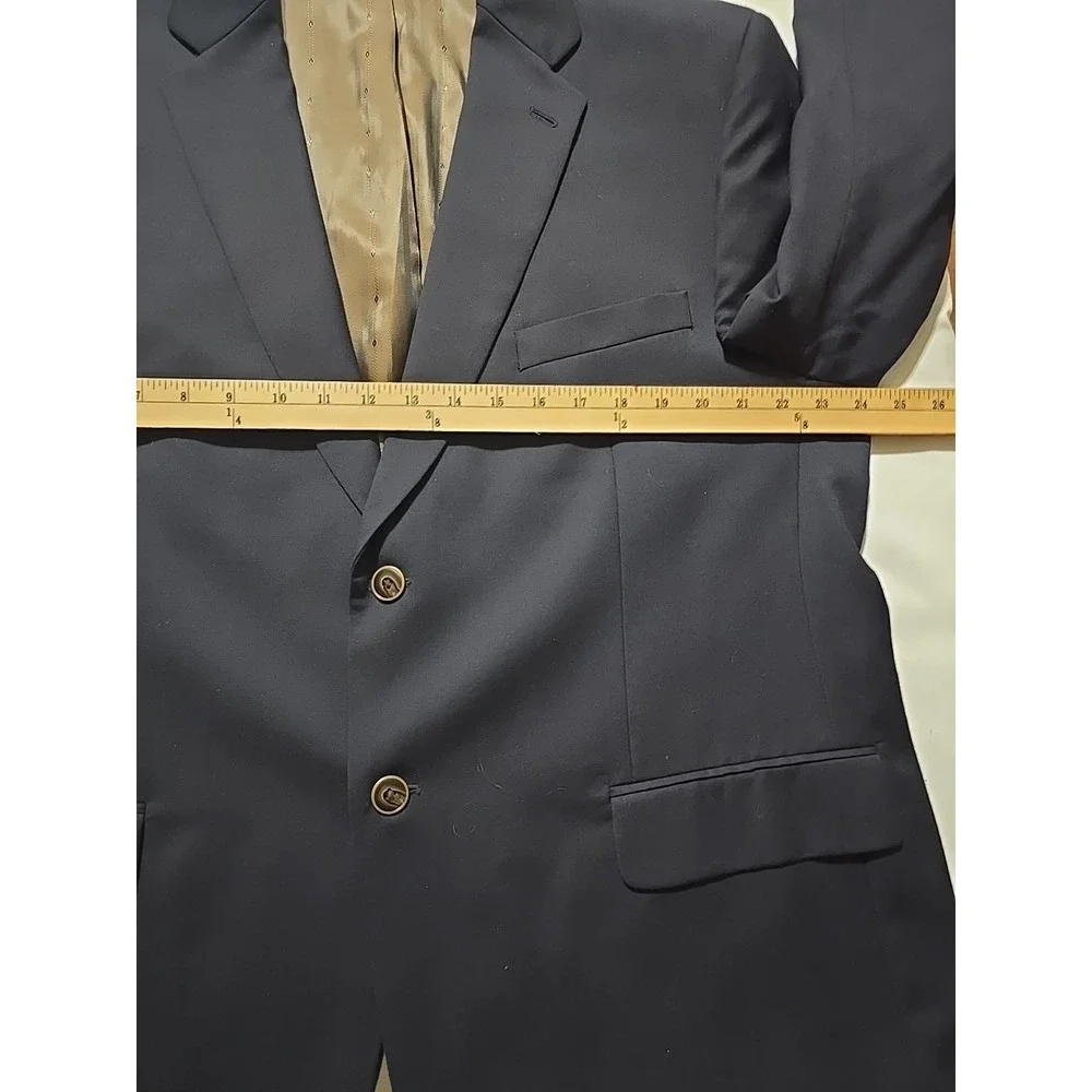 Joseph Feiss Gold Men Sport Coat 46S Dark Blue Wool Blazer Jacket Casual Classic